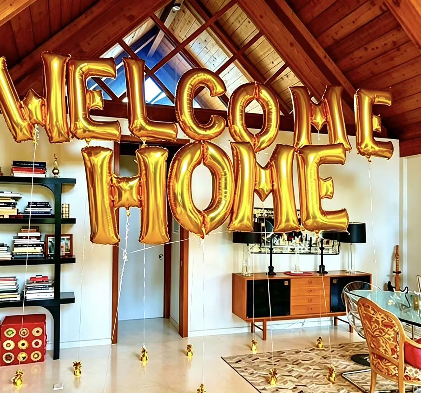 'WELCOME HOME' Balloons Pastel Colors Gold With Helium Balloon