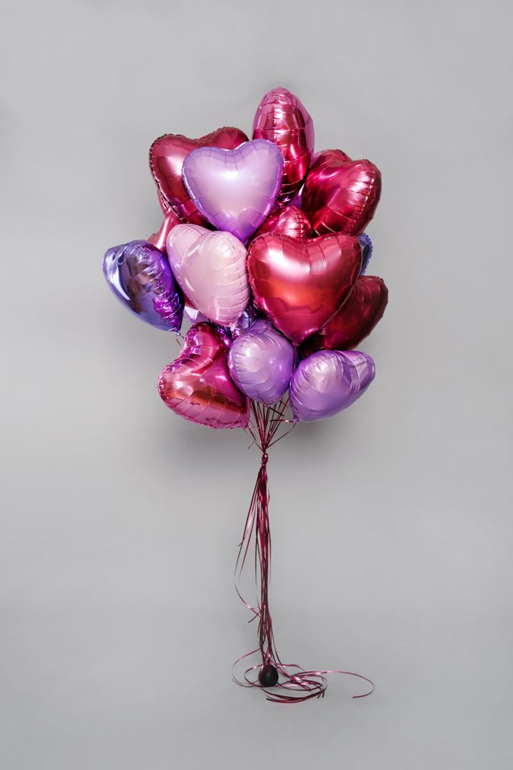 24pcs Pink and Purple Heart-Shaped Helium Foil Balloons Bunch - Valentine's, Anniversary Perfect for special occasions!