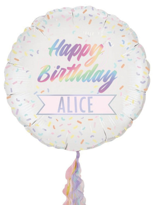 ‘Happy Birthday’ with Customizable Sticker Helium Foil Balloon - Perfect for Birthday Celebration!