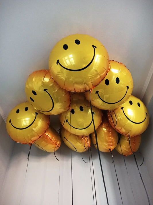 Helium Balloons Ceiling Foil Yellow Smiley Bunch - Perfect for any Occasions!