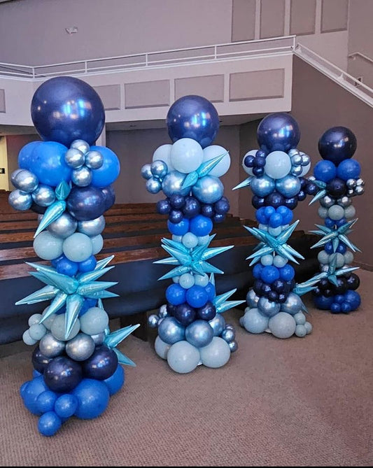 Personalised Different Shade of Blue with Star Accents Pillar/Column/Tower – Perfect for Any Celebrations
