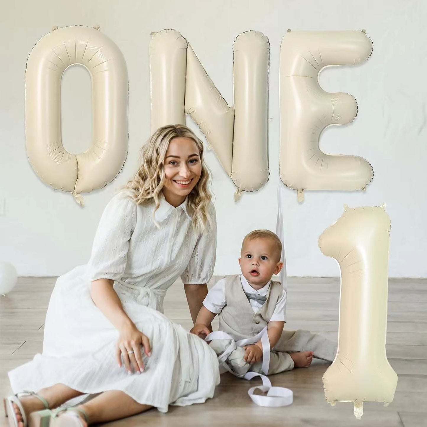 Beige 40" Letter and Number Helium Balloons – Customizable Party Decorations