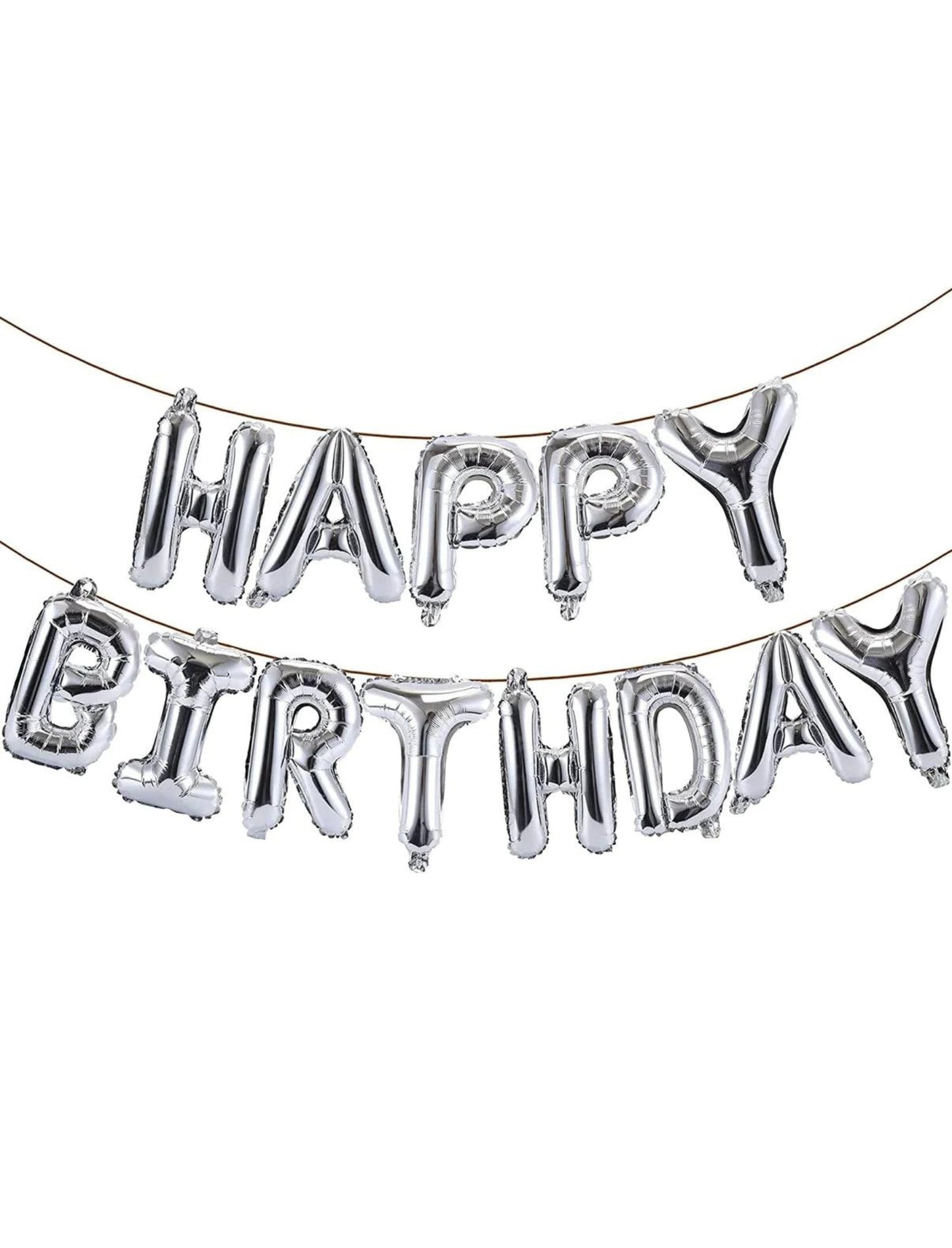 Happy Birthday Foil Balloon Banner Silver - Perfect for Birthdays!