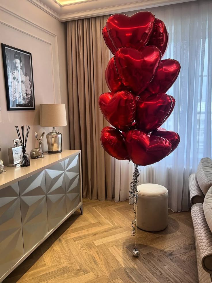 24pcs Red Heart-Shaped Helium Foil Balloons - Valentine's, Anniversary Perfect for special occasions!