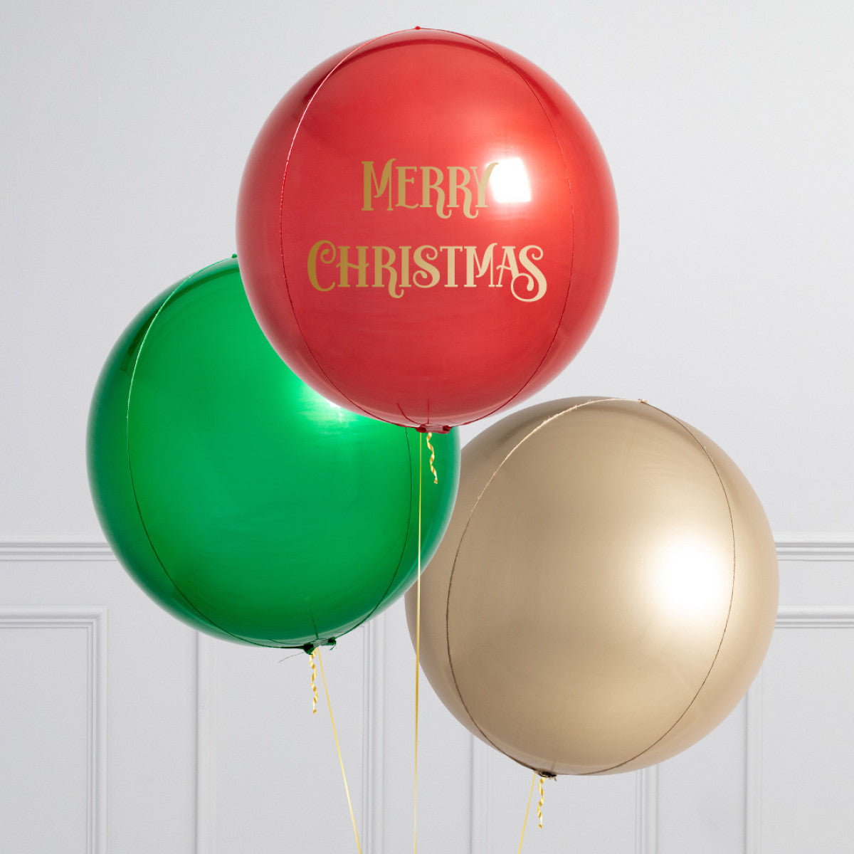 Personalised Helium Balloon Blue, White and Gold - Metallic Christmas Balloons with Customizable Sticker