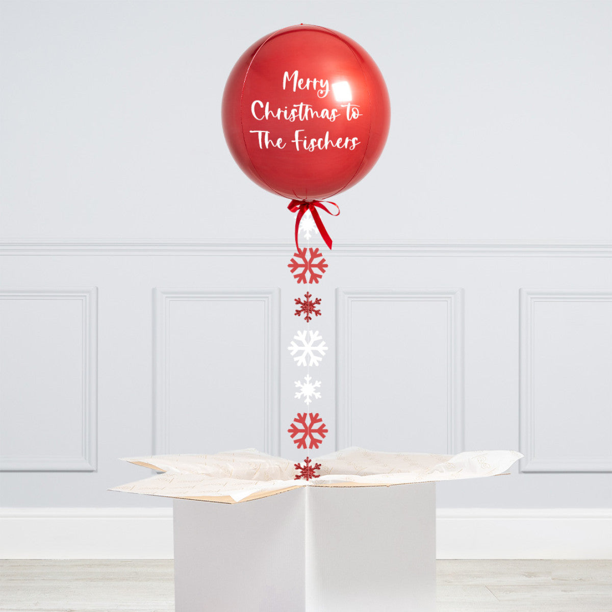 Red Personalised Helium Balloon - Perfect for Christmas Celebration with Customizable Sticker