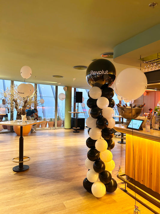 Personalised Black and White Pillar/Column/Tower with Customizable Printed Logo Sticker– Perfect for Any Celebrations