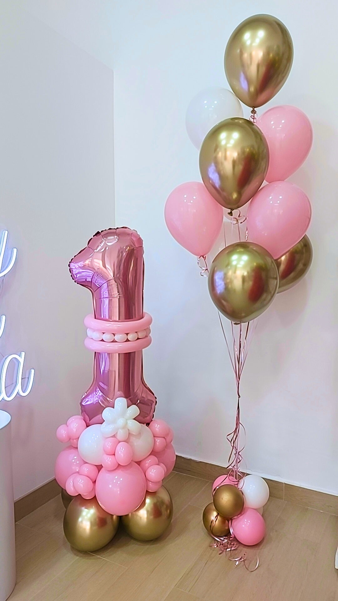 Gold, White and Pink Single Number Set Balloons Helium Latex Balloons - Perfect for Any Occasions