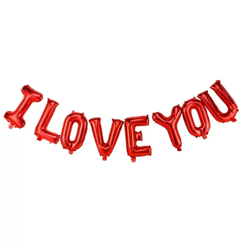 Red I LOVE YOU Foil Balloon Banner - Perfect for Surprises!