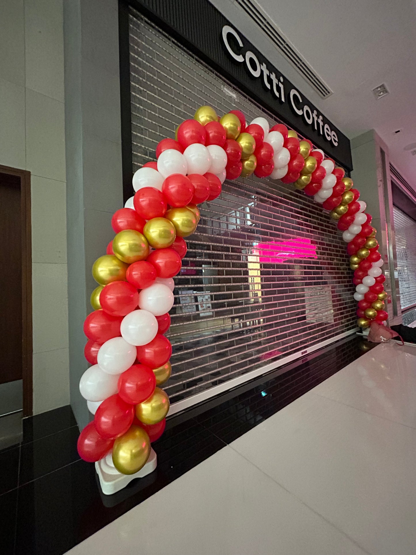 Balloon Red, White and Gold Arch Decor Setup - Corporate Event, Grand Opening Perfect for special occasions