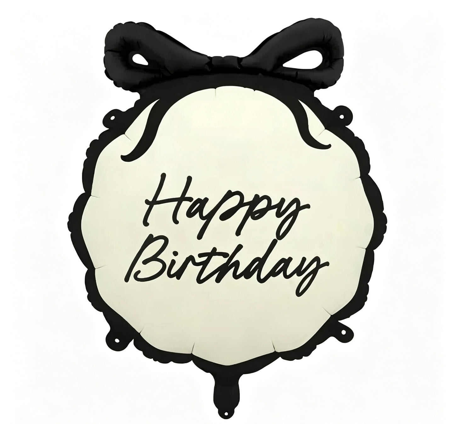 Beige Black Bow Happy Birthday Helium Foil Balloon - Perfect for any celebrations!