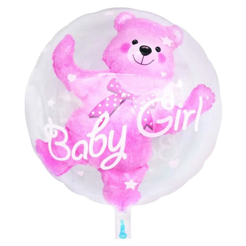 Helium Baby Girl with Pink Bear Foil Balloon - Baby Shower Perfect for special celebrations!