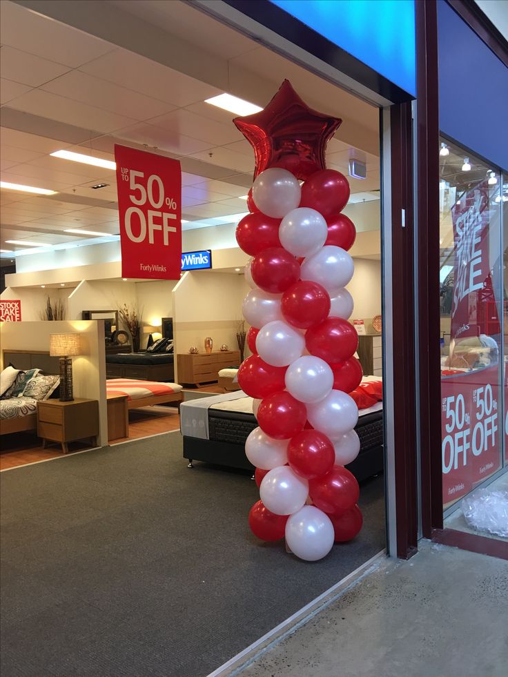 Balloon White and Red with Red Star on top Pillar/Column/Tower - Corporate Event, Grand Opening, Company Event Perfect for special occasion!