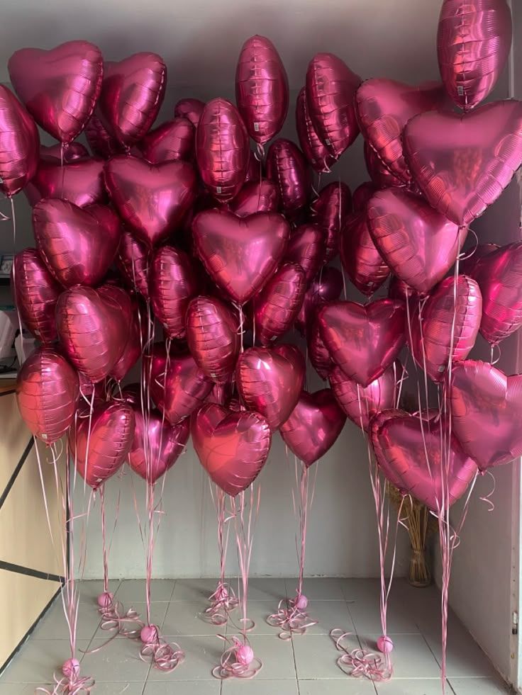80pcs Red Heart-Shaped Helium Foil Balloons Bunch - Valentine's, Anniversary Perfect for special occasions!