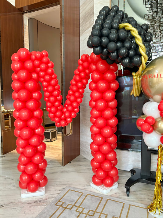 Personalised Customizable Letter Red Balloons with Black Graduation Hat - Perfect for special occasion