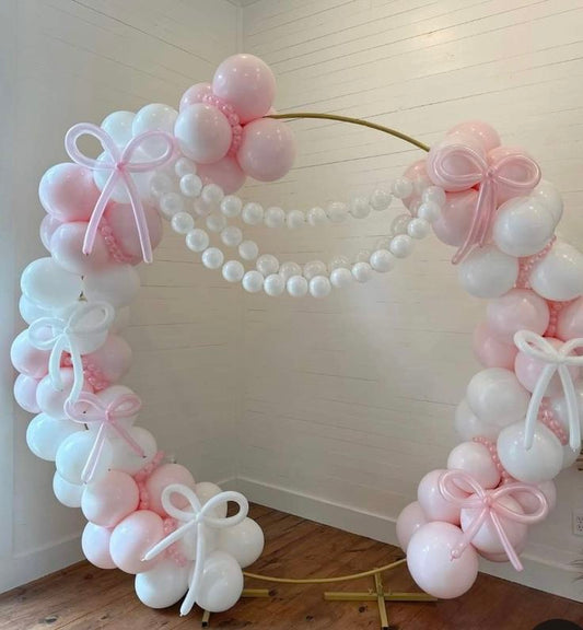 Organic Arrangement Garland Balloon Pink, White and Pearl White Ribbon-Themed - Perfect for special occasion