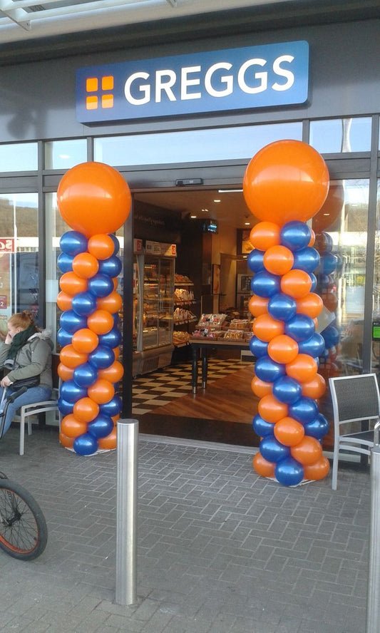 Personalised Company Logo Sticker Balloon Orange and Blue Pillar/Column/Tower - Corporate Event, Grand Opening, Company Event Perfect for special occasion!