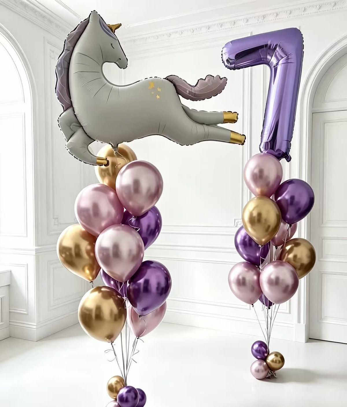Unicorn Theme Helium Balloon Pink Number 7 Purple - Perfect for any occasions!