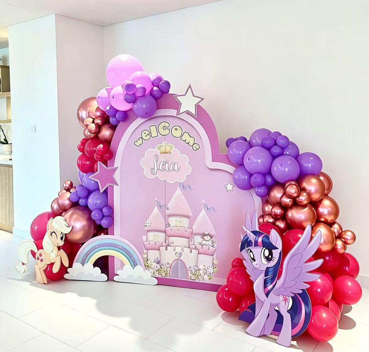 Little Pony My Little Pony Theme Backdrop Shimmer Wall Balloon Chain Foam Board Helium Balloon