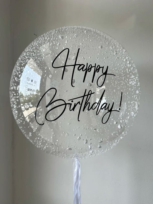 Personalised Helium Balloons White Foam, Ribbons and Black Customize Sticker - Perfect for any Occasions
