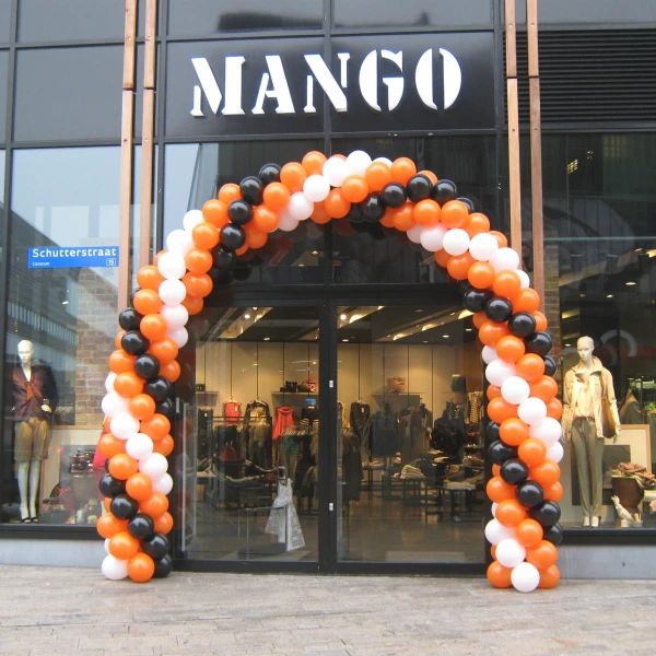 Balloon Arch Black, Orange and White Spiral Arrangement - Corporate Event, Grand Opening, Company Event Perfect for special occasion!