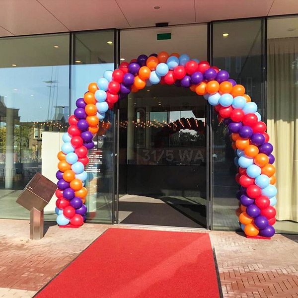 Balloon Arch Blue, Purple, Red and Orange Spiral Arrangement - Corporate Event, Grand Opening, Company Event Perfect for special occasion!