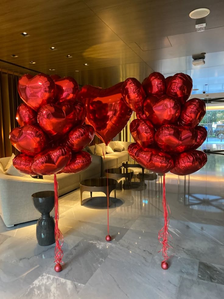 32pcs Red 20" and 1pcs 35" Heart-Shaped Helium Foil Balloons Bunch with Bow Tie -Valentine's, Anniversary Perfect for special occasions!