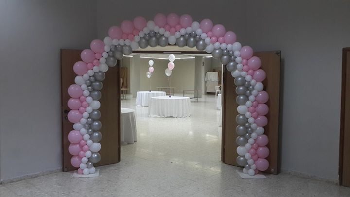 Balloon Arch Arrangement Pink, White and Silver- Corporate Event, Grand Opening, Company Event Perfect for special occasion!
