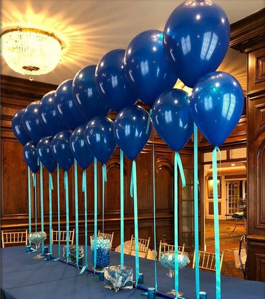 Latex Helium Centerpieces 18-inches and 10-inches Blue Balloons with Blue Ribbons - Perfect for Special Occasions!