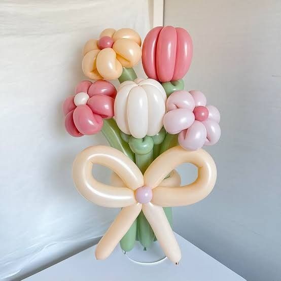 Customize Balloon Bouquet Flowers Colors Peach, Pink, Green and White - Perfect for any special occasions!