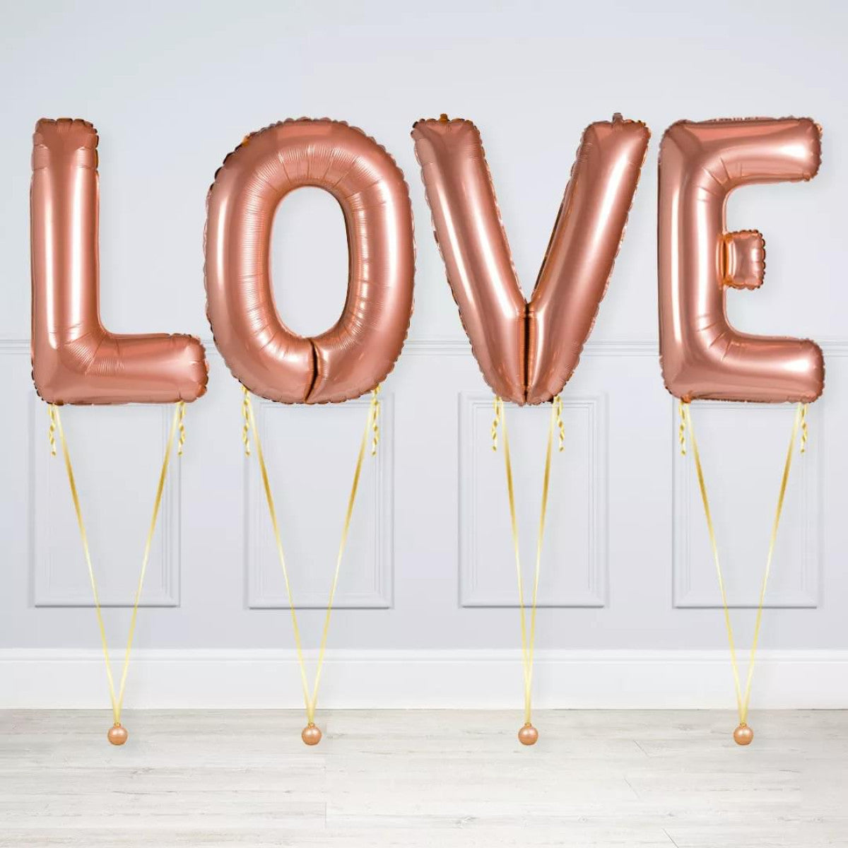LOVE Helium Balloons Silver and Rose Gold - Perfect for Valentine's Day, Anniversaries, Proposal, Engagement Party
