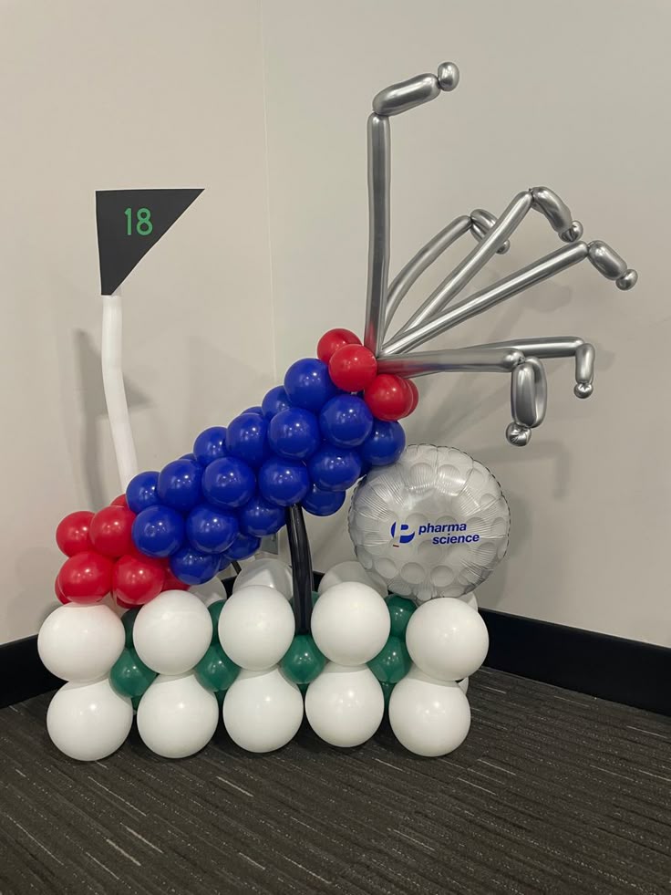 Customize Golf Bag Designed Balloons Blue, Red, Silver, White and Green Latex - Perfect for special occasion