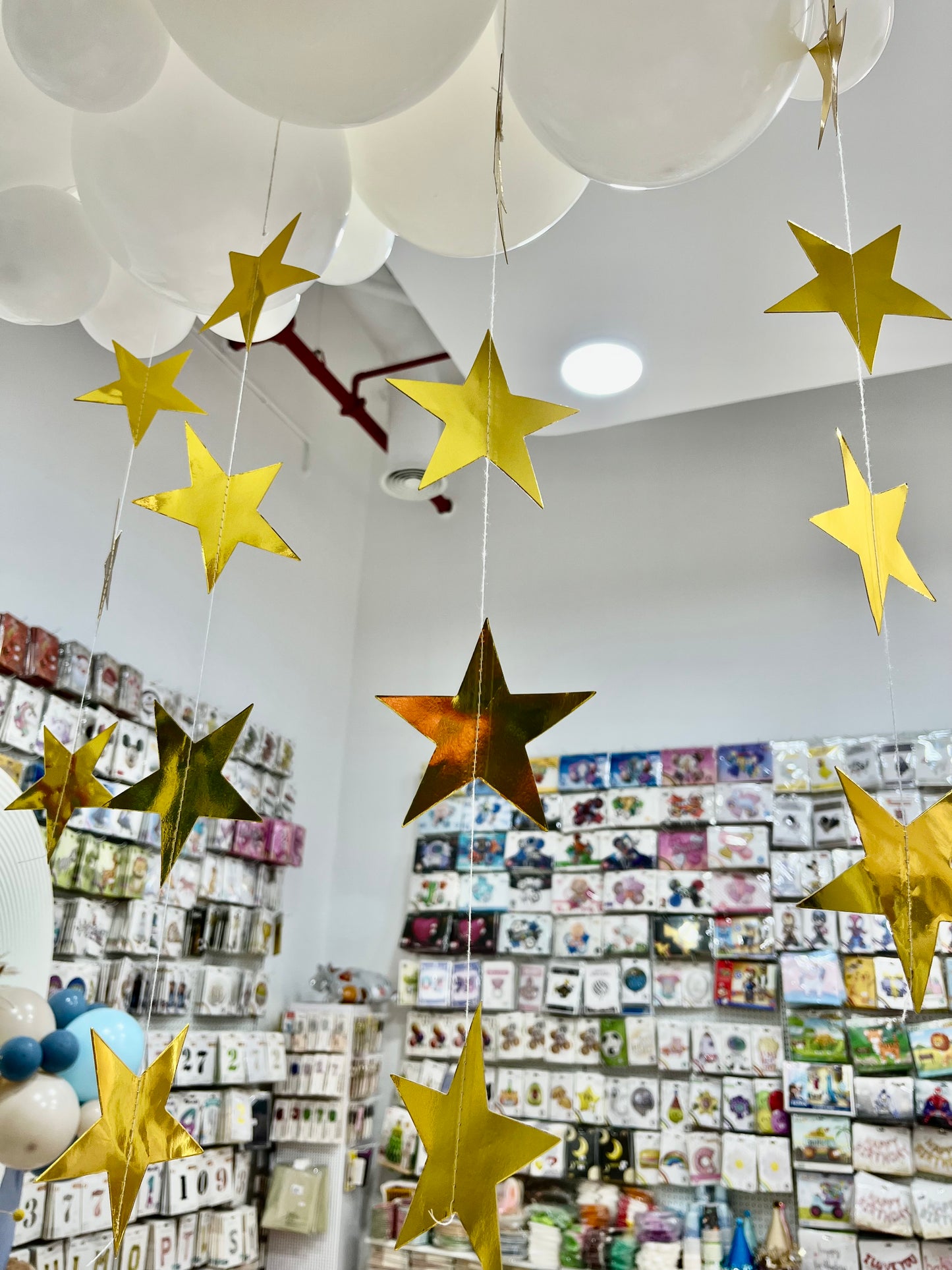 Customizable White Cloud Designed Balloon with Gold Stars Accents Centerpiece - Perfect for any Occasions