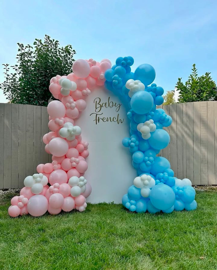 Customizable KT Board Backdrop with Gender Reveal Balloon Blue and Pink Decor Setup - Perfect for special occasions