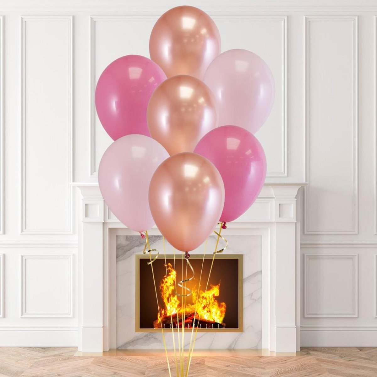 Pink and Rose Gold Latex Helium Balloon Bunch - Perfect for any special occasions!