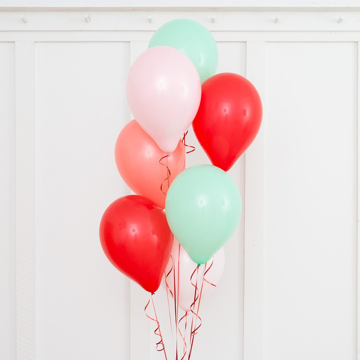 Peach, Mint Green, Pink and Red Latex Helium Balloon Bunch - Perfect for any special occasions!