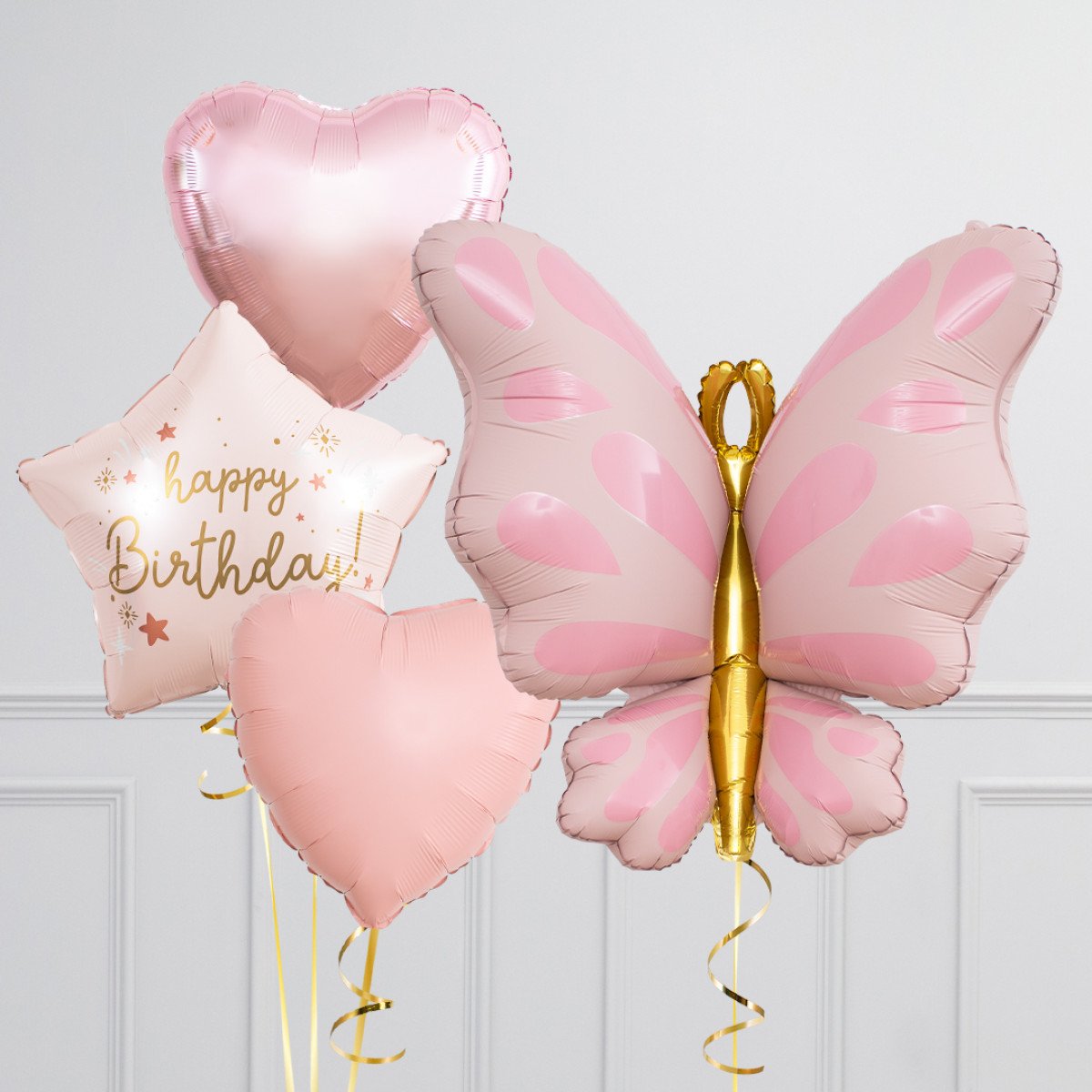 Pink Birthday Butterfly with Pink Hearts Balloon Set - Perfect for all Occasions