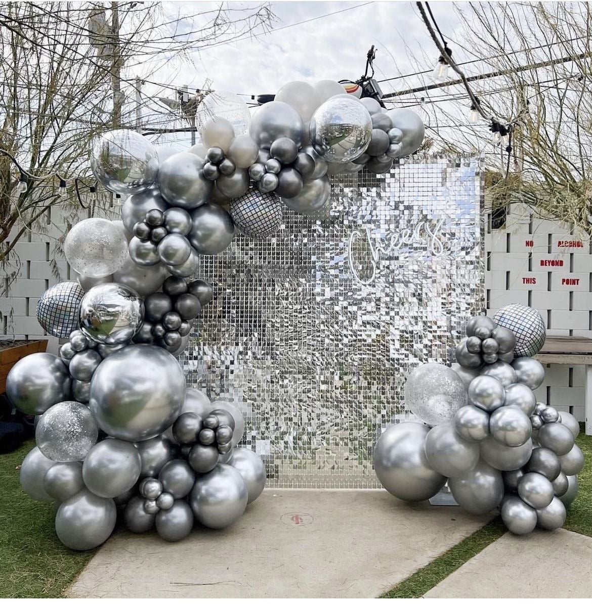 Shimmer Wall Setup Balloon Arch Silver Glam - Perfect for any Celebration