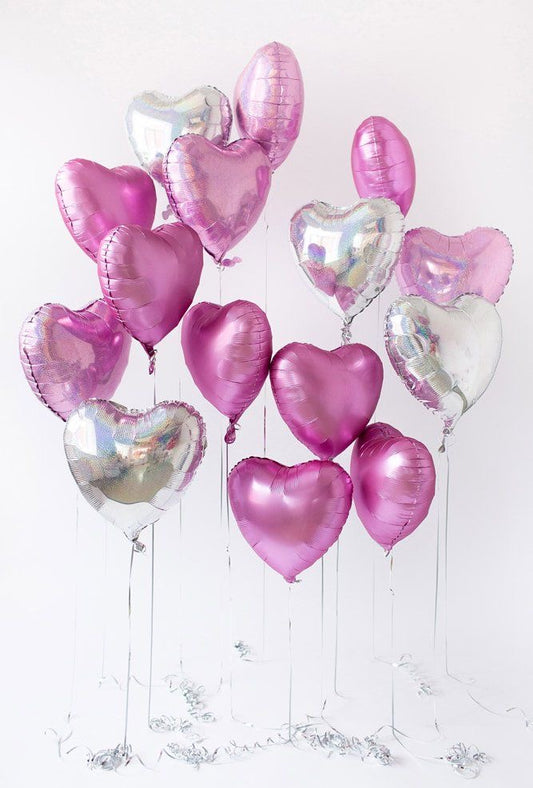 20-inch Pink and Silver Heart-Shaped Foil Helium Balloons - Perfect for any occasions