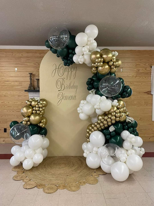 Customizable KT Board Backdrop with Balloon Black, White and Green Decor Setup - Perfect for special occasions
