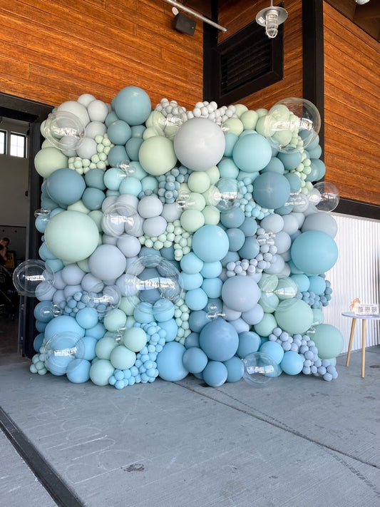 Balloon Different Shade of Blue and Green Wall Decor Setup - Perfect for special occasions