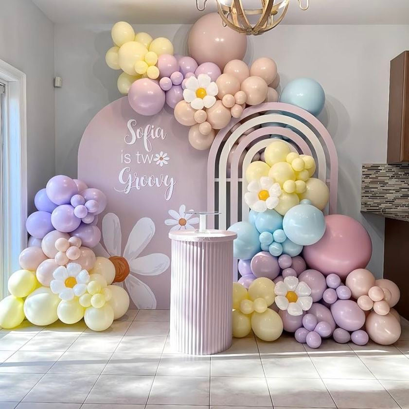 Customizable KT Board Backdrop with Balloon Pastel Colors with Flowers Foil Decor Setup - Garden-Themed Perfect for special occasions