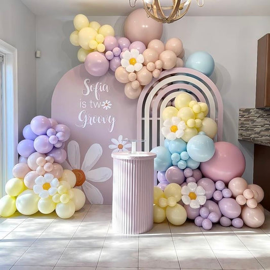Customizable KT Board Backdrop with Balloon Pastel Colors with Flowers Foil Decor Setup - Garden-Themed Perfect for special occasions