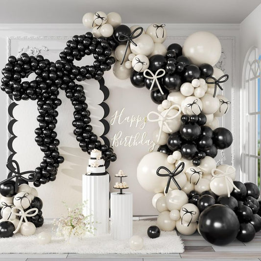 Balloon Black and White Ribbons-Themed Decor Setup - Perfect for special occasions
