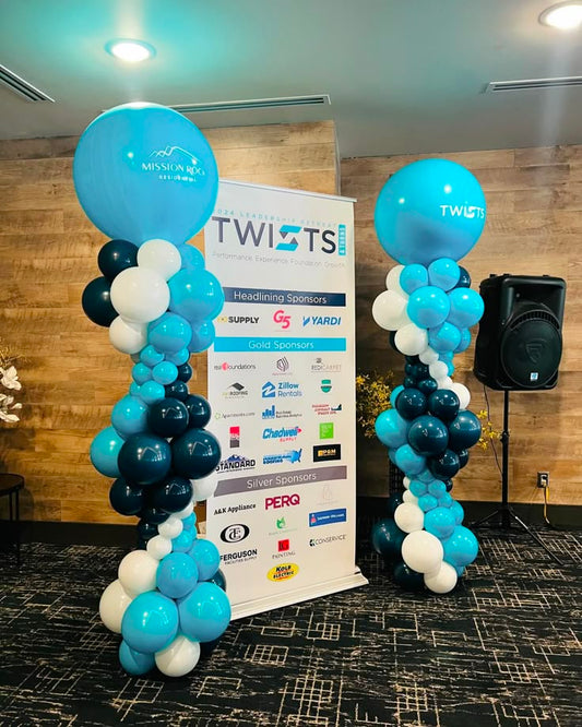 Personalised Black, Blue and White Pillar/Column/Tower with Customizable Printed Logo Sticker– Perfect for Any Celebrations