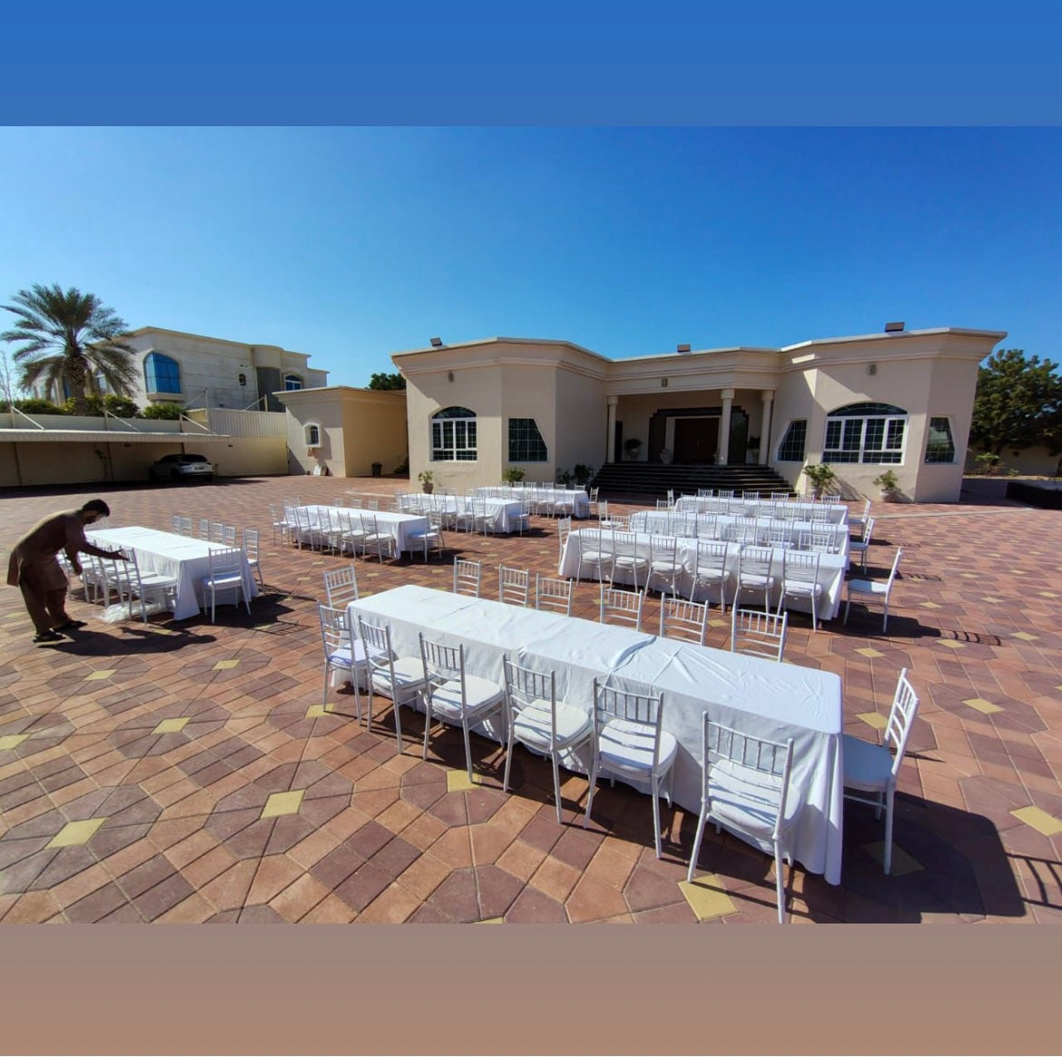 Setup for 100 Persons Long Table Rental