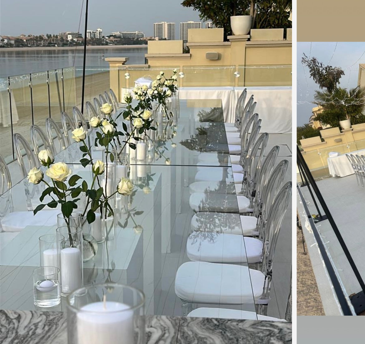 Glass Setup Full Decor Cater Table and Chairs Rental - 25-35 Persons