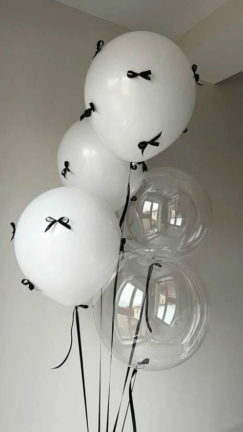 Personalised 3pcs White 2pcs Clear Helium Balloon 18-inch Latex with Ribbons - Perfect for any Occasions