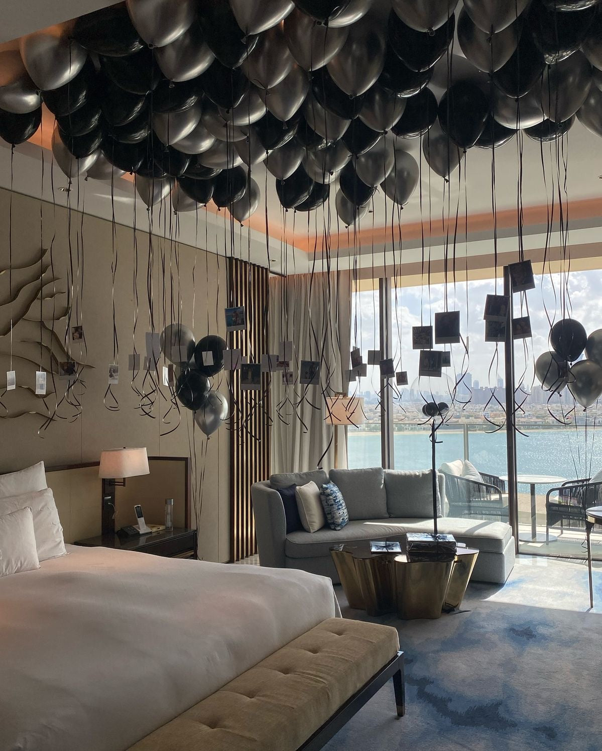 Black and Silver Ceiling 10-inch Latex Helium Balloons with Customizable Photo and Strings - Perfect for any Occasions