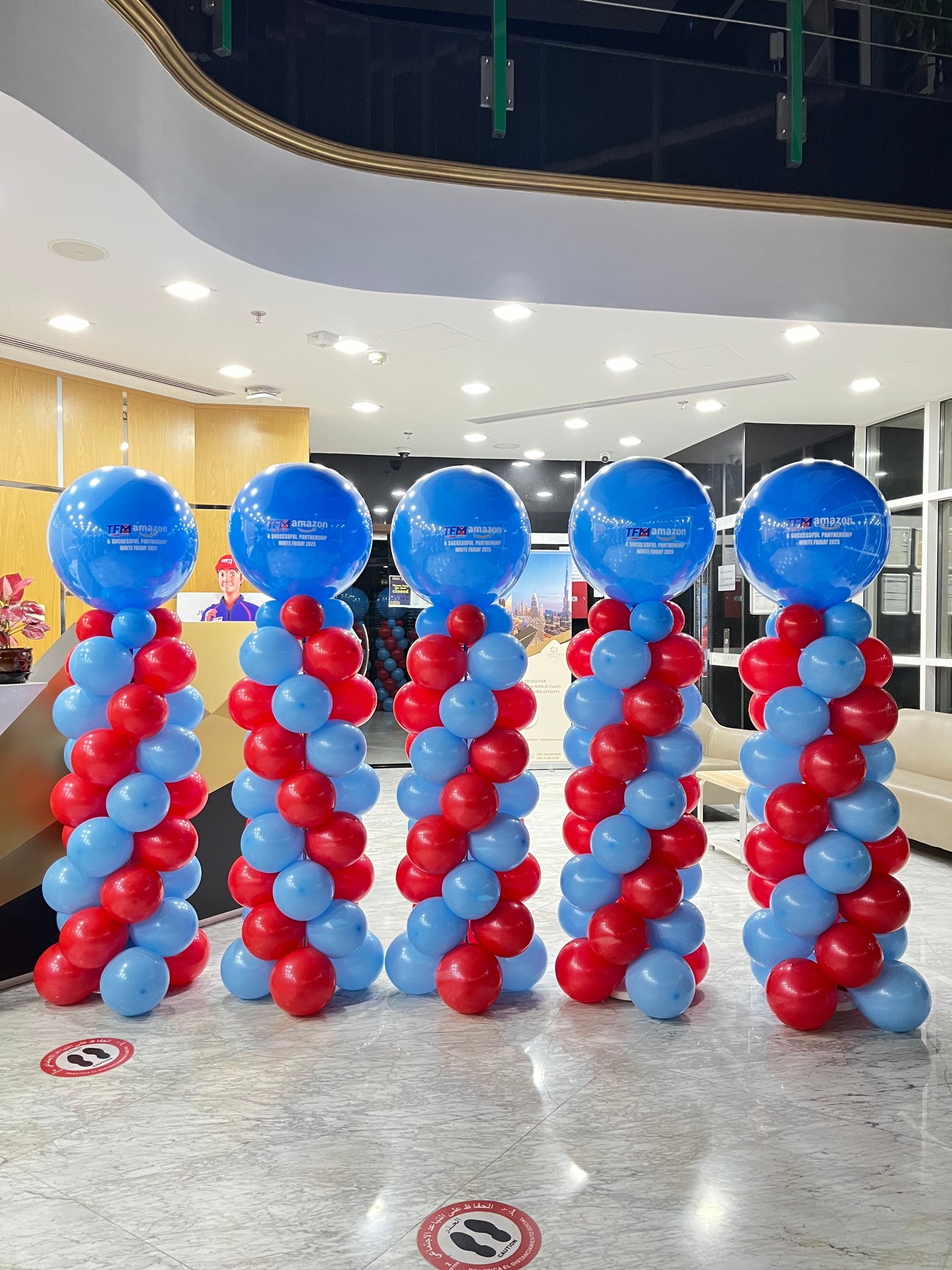 Pillar/Column/Tower Latex Blue Red with Customize Company Logo Sticker - Customizable Design Perfect for Corporate Event, Grand Opening, Company Event!